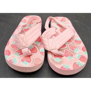 Toddler Girl Size XL 11/12 Cat & Jack Flip-Flops Shoe W Strap Pink Strawberry